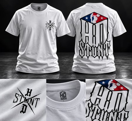 T-shirt X HD Stunt White Edition, vue de face et de dos