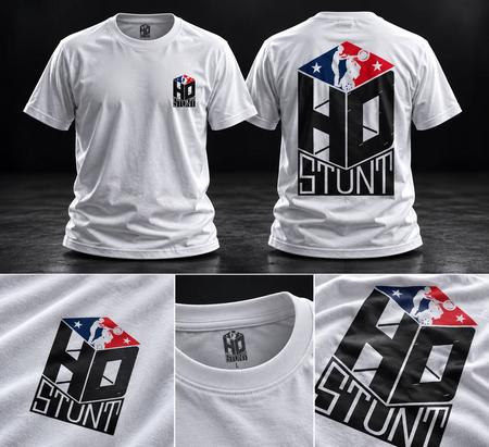 T-shirt HD Stunt Original White Edition, vue de face et de dos
